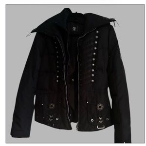 Bogner Black Ski Snow Jacket with Silver Accents